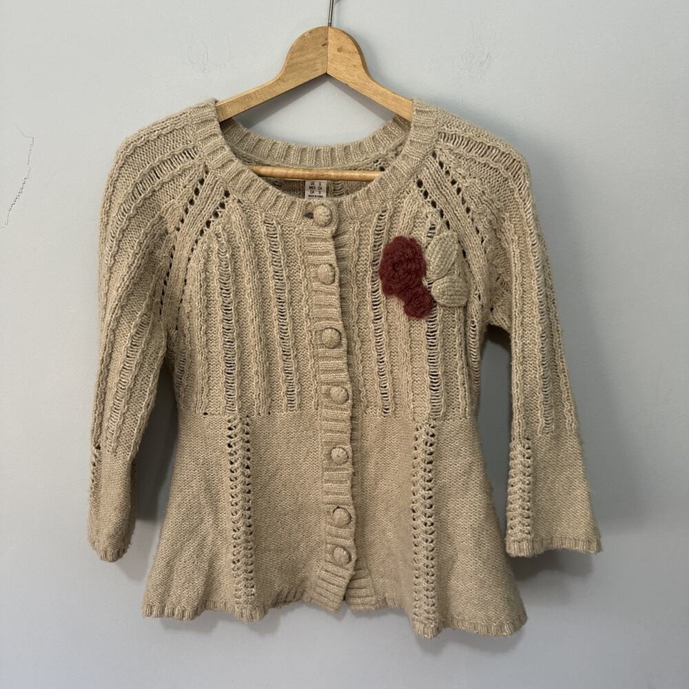 Vintage DKNY Jeans Sweater Small Oatmeal Cardigan Dainty Y2K Fairy Twee Grunge